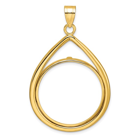Lightweight Teardrop Prong Coin Bezel Pendant