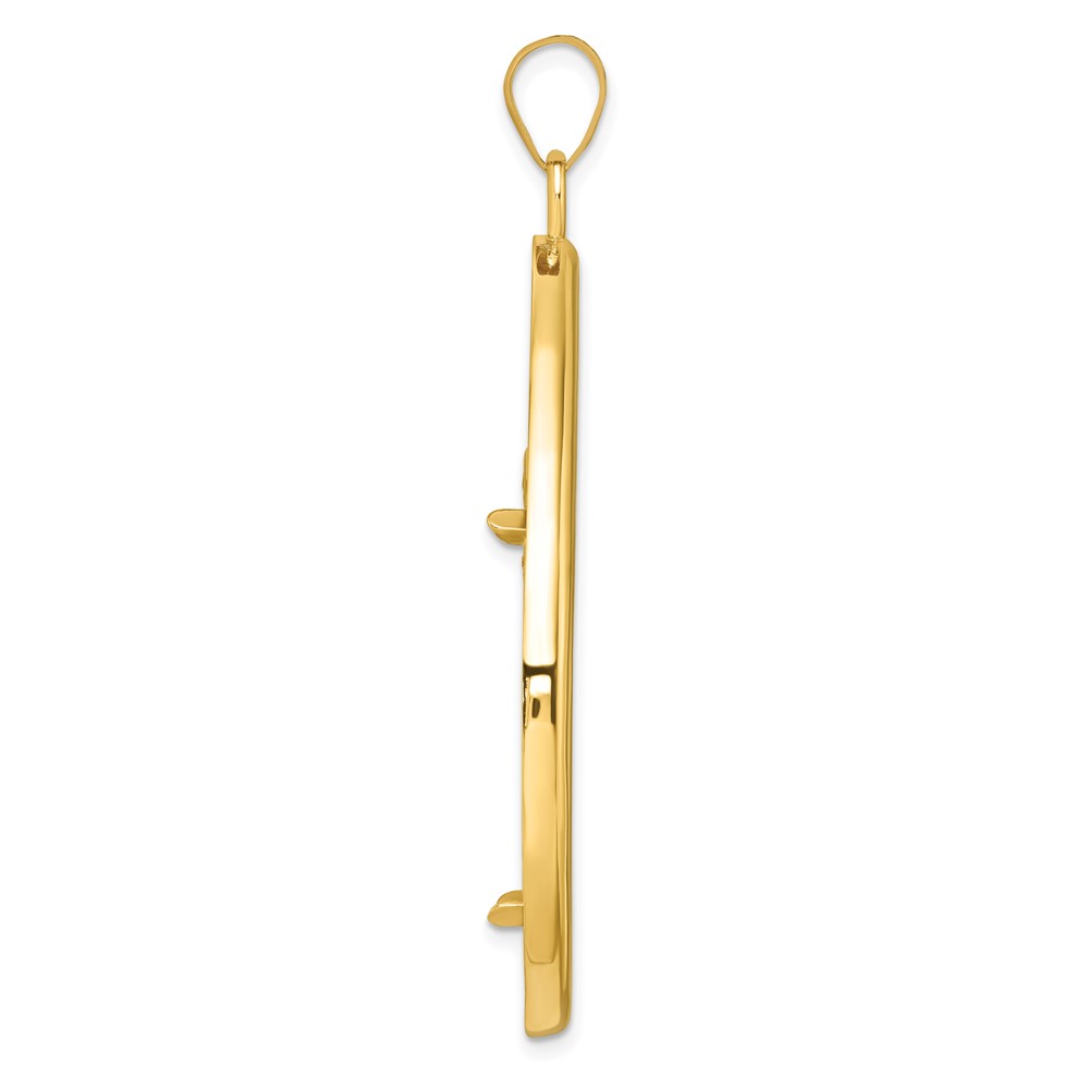 Wideband Distinguished Coin Jewelry 14k Polished Lightweight Teardrop 32.0mm Prong Coin Bezel Pendant (C8191/32.0)