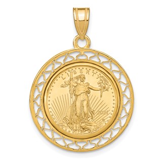 14ky Fancy Wire Polished Prong Bezel with Coin                            