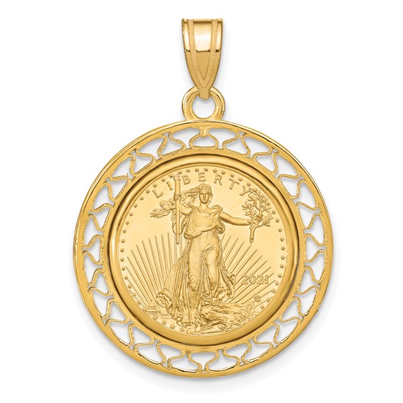 14ky Fancy Wire Polished Prong Bezel with Coin                            