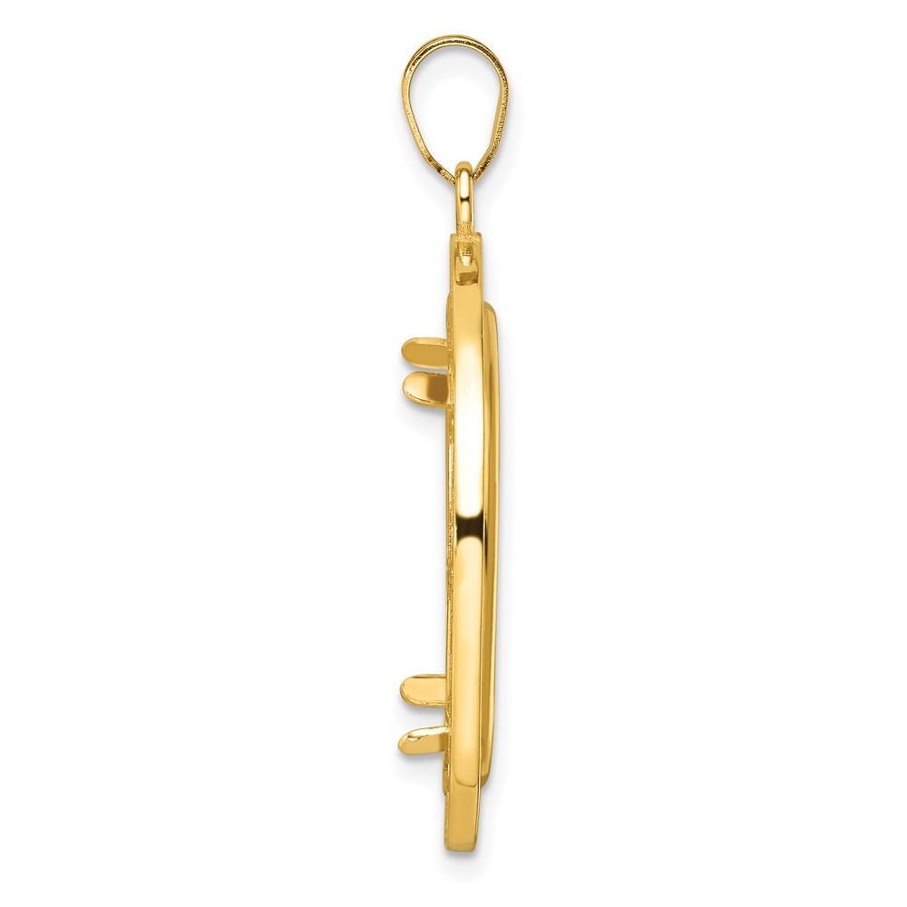Wideband Distinguished Coin Jewelry 14k Polished Fancy Wire 22.0mm Prong Coin Bezel Pendant (C8193/22.0)