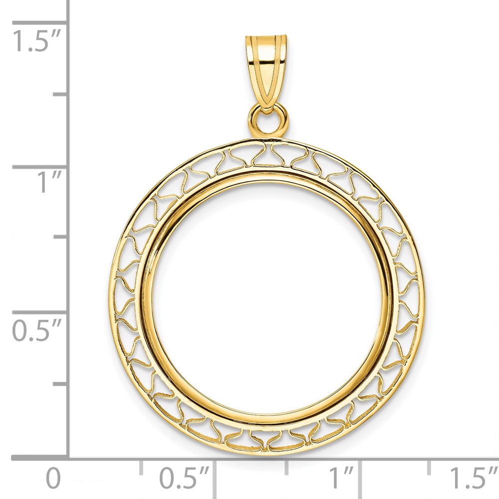 Wideband Distinguished Coin Jewelry 14k Polished Fancy Wire 22.0mm Prong Coin Bezel Pendant (C8193/22.0)