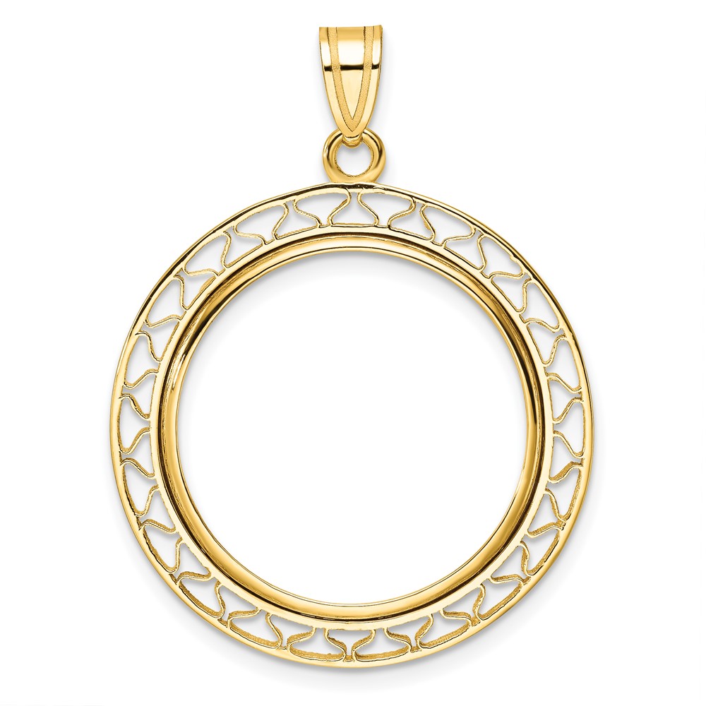 Wideband Distinguished Coin Jewelry 14k Polished Fancy Wire 22.0mm Prong Coin Bezel Pendant (C8193/22.0)