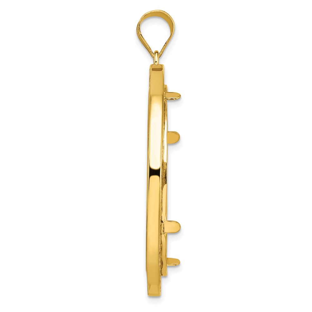 Wideband Distinguished Coin Jewelry 14k Polished Fancy Wire 32.7mm Prong Coin Bezel Pendant (C8193/32.7)