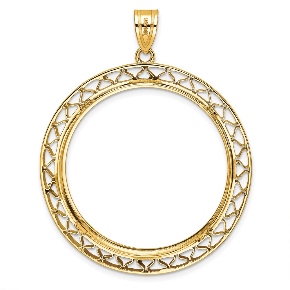 Wideband Distinguished Coin Jewelry 14k Polished Fancy Wire 32.7mm Prong Coin Bezel Pendant (C8193/32.7)