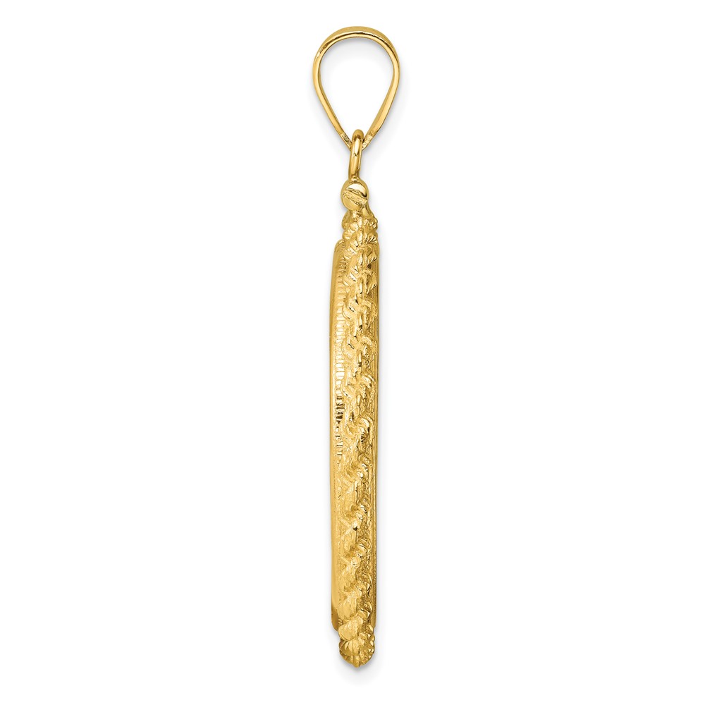 Wideband Distinguished Coin Jewelry 14k Polished Casted Rope 27.0mm x 2.35mm Screw Top Coin Bezel Pendant (C8195/27.0)