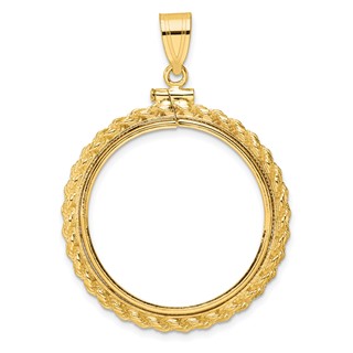 Wideband Distinguished Coin Jewelry 10k Polished Casted Rope 27.0mm x 2.35mm Screw Top Coin Bezel Pendant