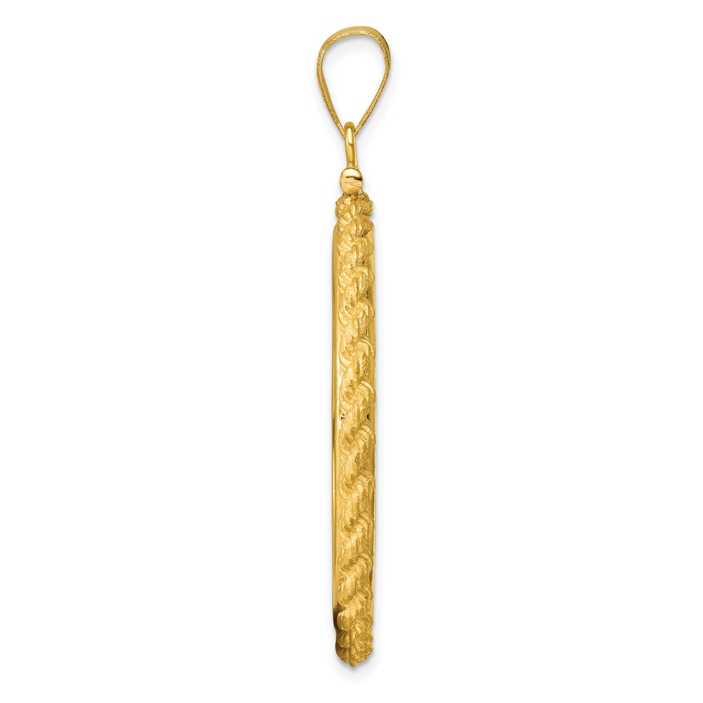 Wideband Distinguished Coin Jewelry 14k Polished Casted Rope 32.0mm x 2.85mm Screw Top Coin Bezel Pendant (C8195/32.0)