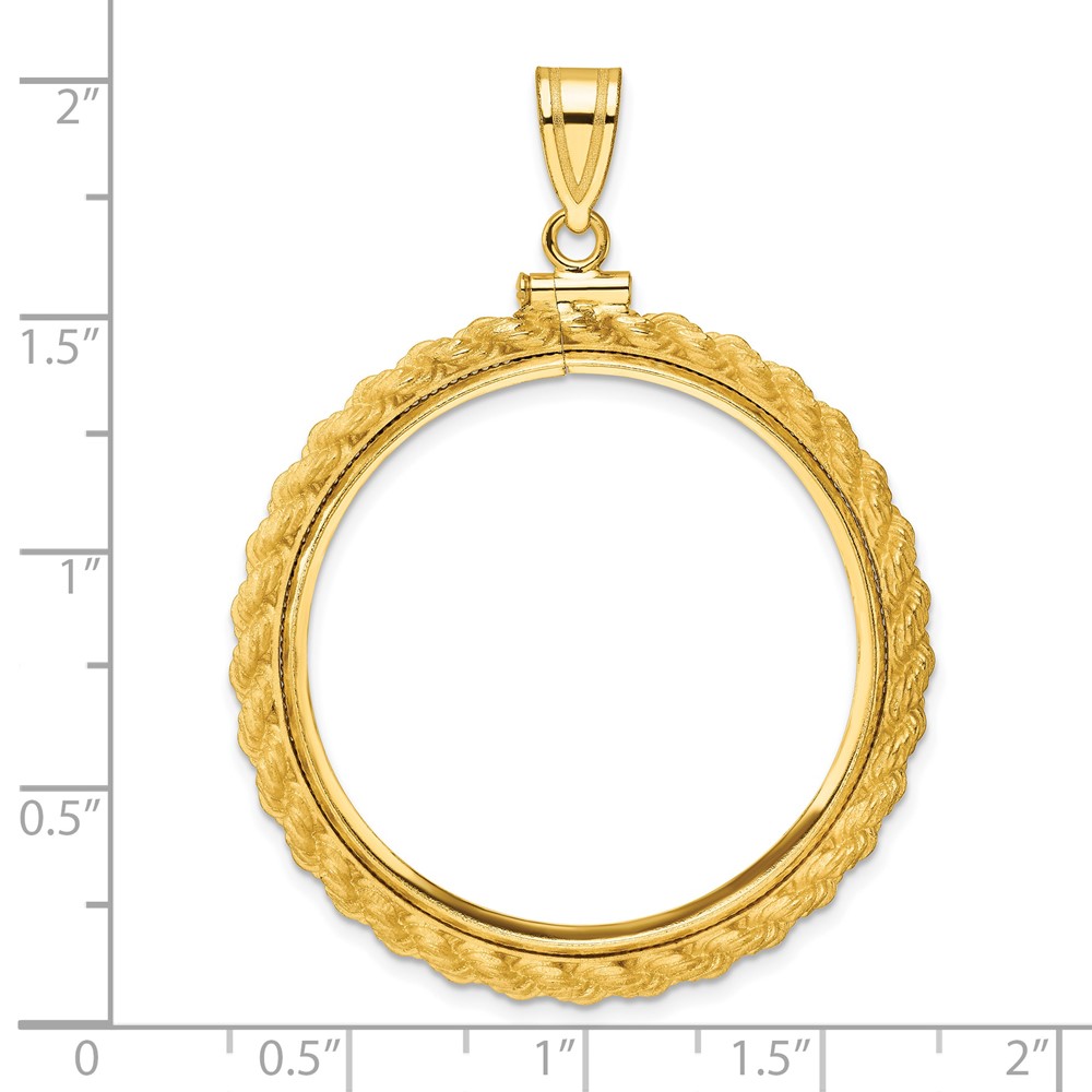 Wideband Distinguished Coin Jewelry 14k Polished Casted Rope 32.0mm x 2.85mm Screw Top Coin Bezel Pendant (C8195/32.0)