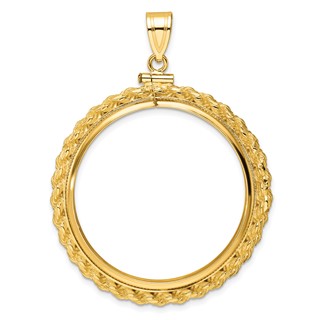 Wideband Distinguished Coin Jewelry 10k Polished Casted Rope 32.7mm x 3.00mm Screw Top Coin Bezel Pendant
