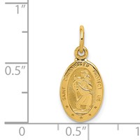 14K Yellow Gold Polished Small Saint Christopher Medal Oval Charm view 4