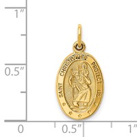 14K Yellow Gold Polished Saint Christopher Medal Oval Charm view 3
