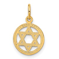 14K Yellow Gold Solid Polished Star of David in Circle Charm view 3