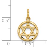14K Yellow Gold Solid Polished Star of David in Circle Charm view 4