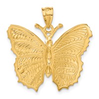 14K Yellow Gold Large Butterfly Pendant view 3