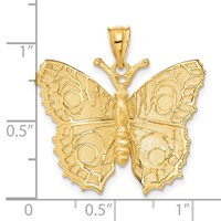14K Yellow Gold Large Butterfly Pendant view 4