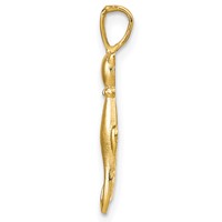 14K Yellow Gold Satin and Polished Two Sitting Cats Pendant view 2