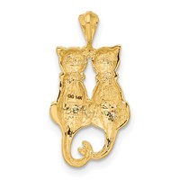 14K Yellow Gold Satin and Polished Two Sitting Cats Pendant view 3