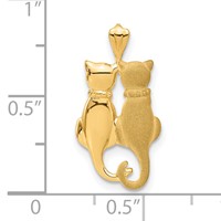 14K Yellow Gold Satin and Polished Two Sitting Cats Pendant view 4