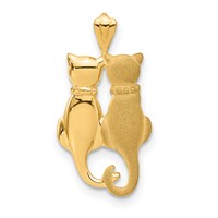 14K Yellow Gold Satin and Polished Two Sitting Cats Pendant view 1
