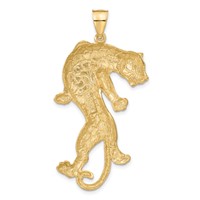 14K Yellow Gold Satin and Polished Panther Pendant view 3