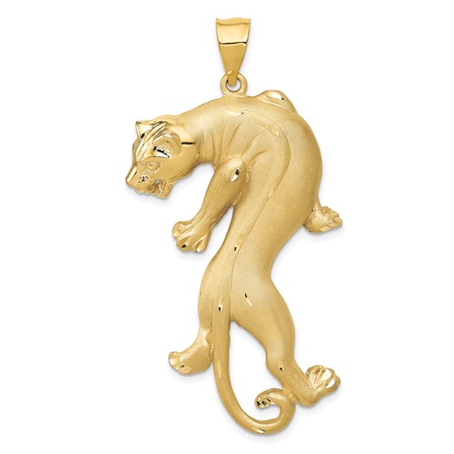 14K Yellow Gold Satin and Polished Panther Pendant