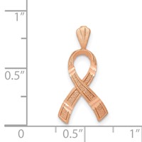 14K Rose Gold Diamond-cut Awareness Ribbon Pendant view 4