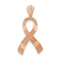 14K Rose Gold Diamond-cut Awareness Ribbon Pendant view 1