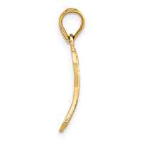 14K Yellow Gold Diamond-cut Awareness Ribbon Pendant view 2