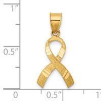 14K Yellow Gold Diamond-cut Awareness Ribbon Pendant view 4