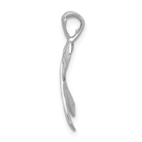 14K White Gold Diamond-cut Awareness Ribbon Pendant view 2