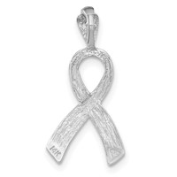 14K White Gold Diamond-cut Awareness Ribbon Pendant view 3