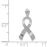 14K White Gold Diamond-cut Awareness Ribbon Pendant view 4