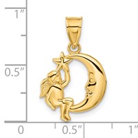14K Yellow Gold Angel, Moon and Star Pendant view 4