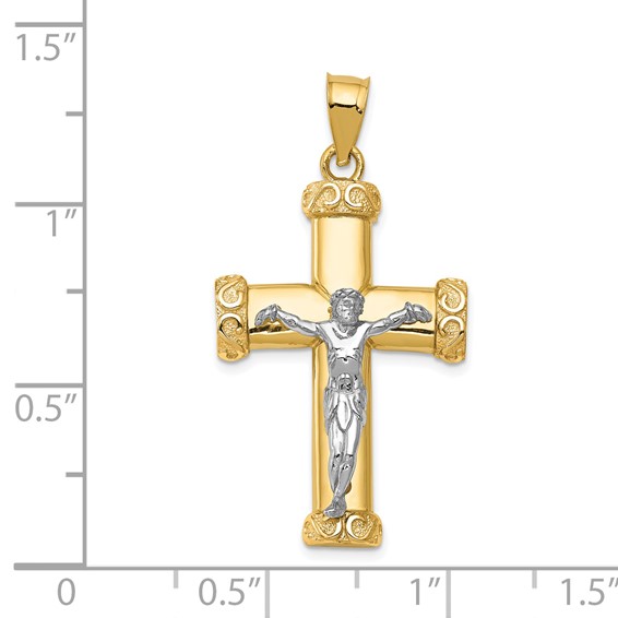 14k Two-tone Crucifix Pendant