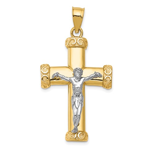 14K Two-tone Crucifix Pendant