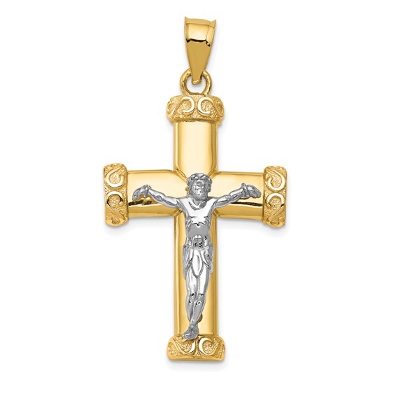 14k Two-tone Crucifix Pendant