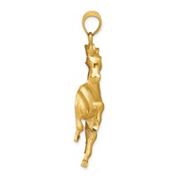 14K Yellow Gold Large Satin Diamond-cut Horse Pendant view 2