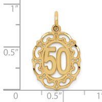 14K Yellow Gold Oval Pendant, 50" view 4