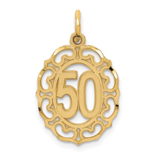 14K Yellow Gold Oval Pendant, 50"