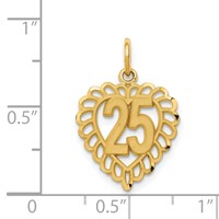 14K Yellow Gold Heart Charm - 25in view 3