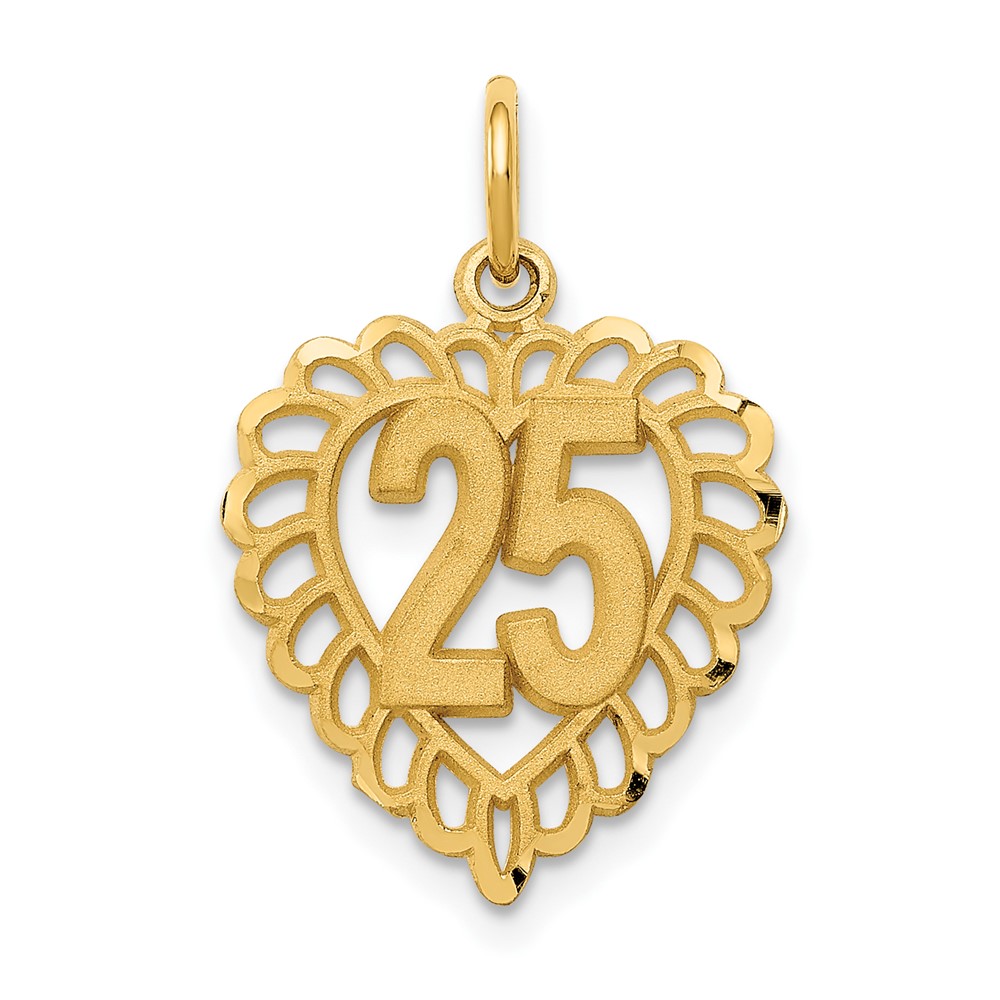 14K Yellow Gold Heart Charm - 25in