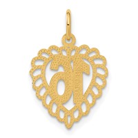 14K Yellow Gold Heart Charm, 16" view 3