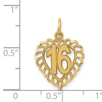 14K Yellow Gold Heart Charm, 16" view 4