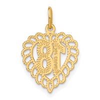 14K Yellow Gold Heart Charm, 18" view 3