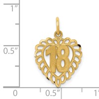 14K Yellow Gold Heart Charm, 18" view 4
