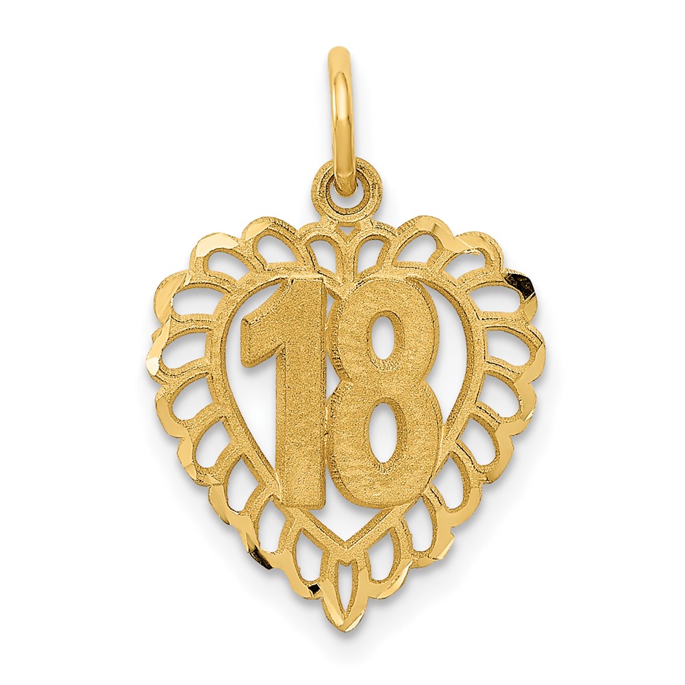 14K Yellow Gold Heart Charm, 18"