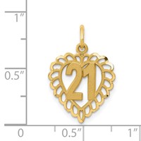 14K Yellow Gold Heart Charm, 21" view 4