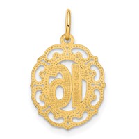 14K Yellow Gold Oval Pendant, 16" view 3