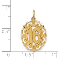 14K Yellow Gold Oval Pendant, 16" view 4
